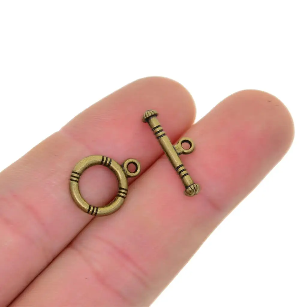 Bronze Engraved OT Toggle Clasps Alloy Jewelry Clasp Connector Round Loop Bar for Necklace Bracelet Accessories