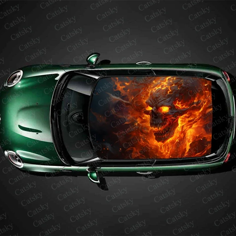 

Devil Flames Car Roof Sticker Wrap Racing SUV Accessories Packaging Painted PVC Custom Car Graphic Decal