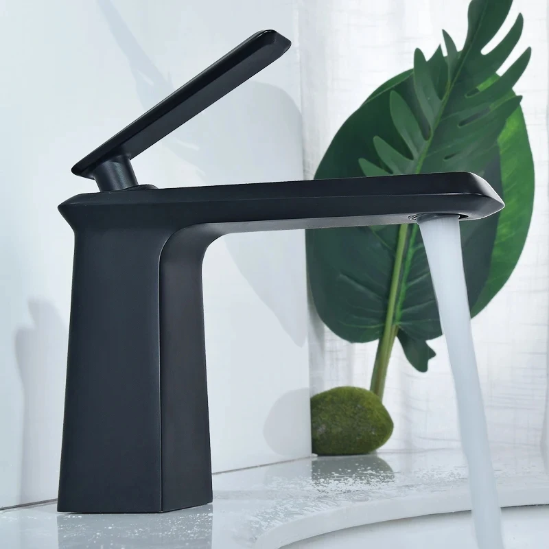 

Basin Vanity Sink Faucet Single Handle Bathroom Mixer Deck Mounted Hot And Cold Water Tap Short Style Countertop Faucet
