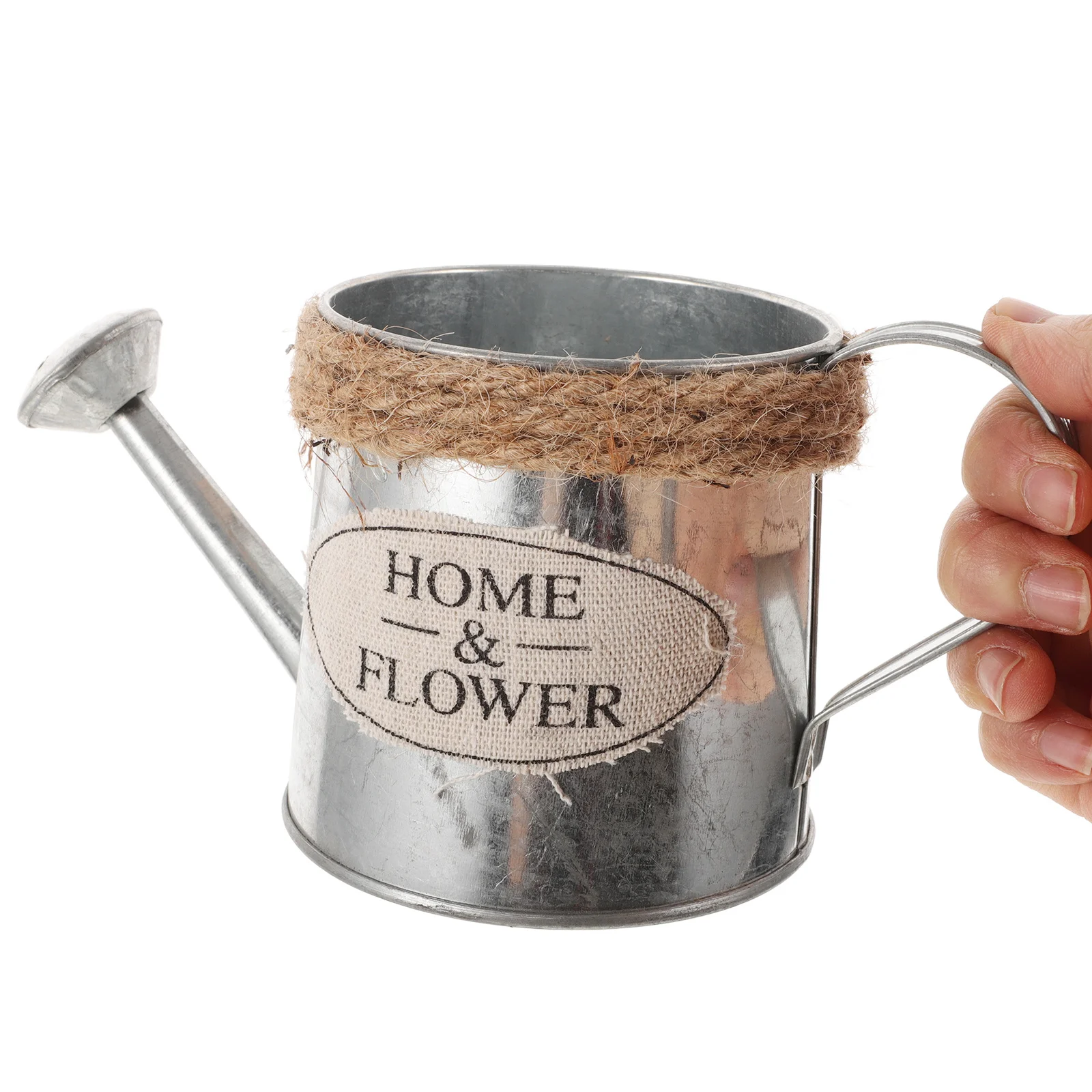 

Kettle Shaped Metal Planter Pot Retro Tin Watering Can Design Cute Desktop Decor for Small Cactus Bonsai Indoor Plants Flower