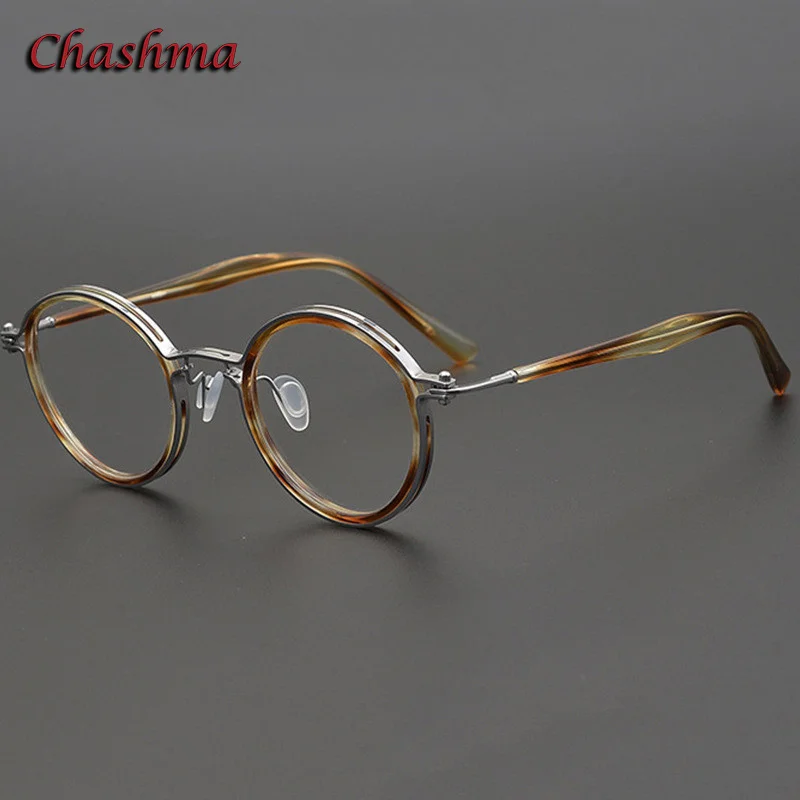 

Brand Designer Eyeglass Round Titanium Acetate Eyeglasses Men Glasses Quality Frame Optical Eyewear for Prescription Lenses