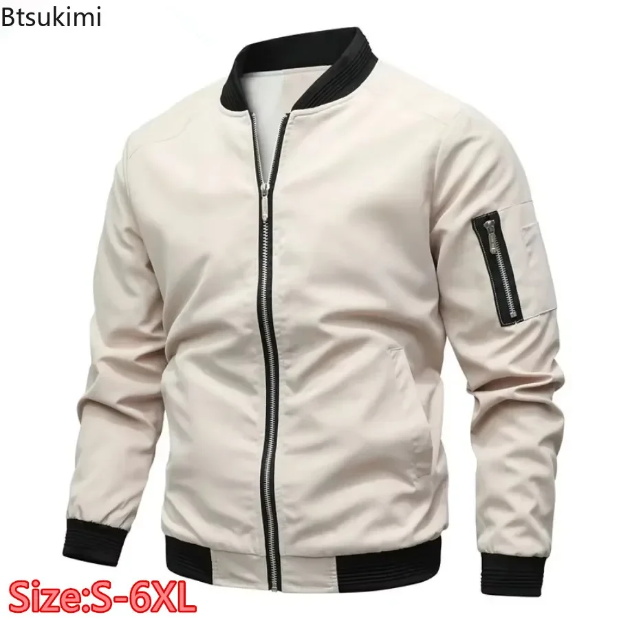2026 Men's Fashion Jacket Coats All Match Business Casual Bomber Jackets Male Simple Streetwear Stand Collar Windproof Coat Men