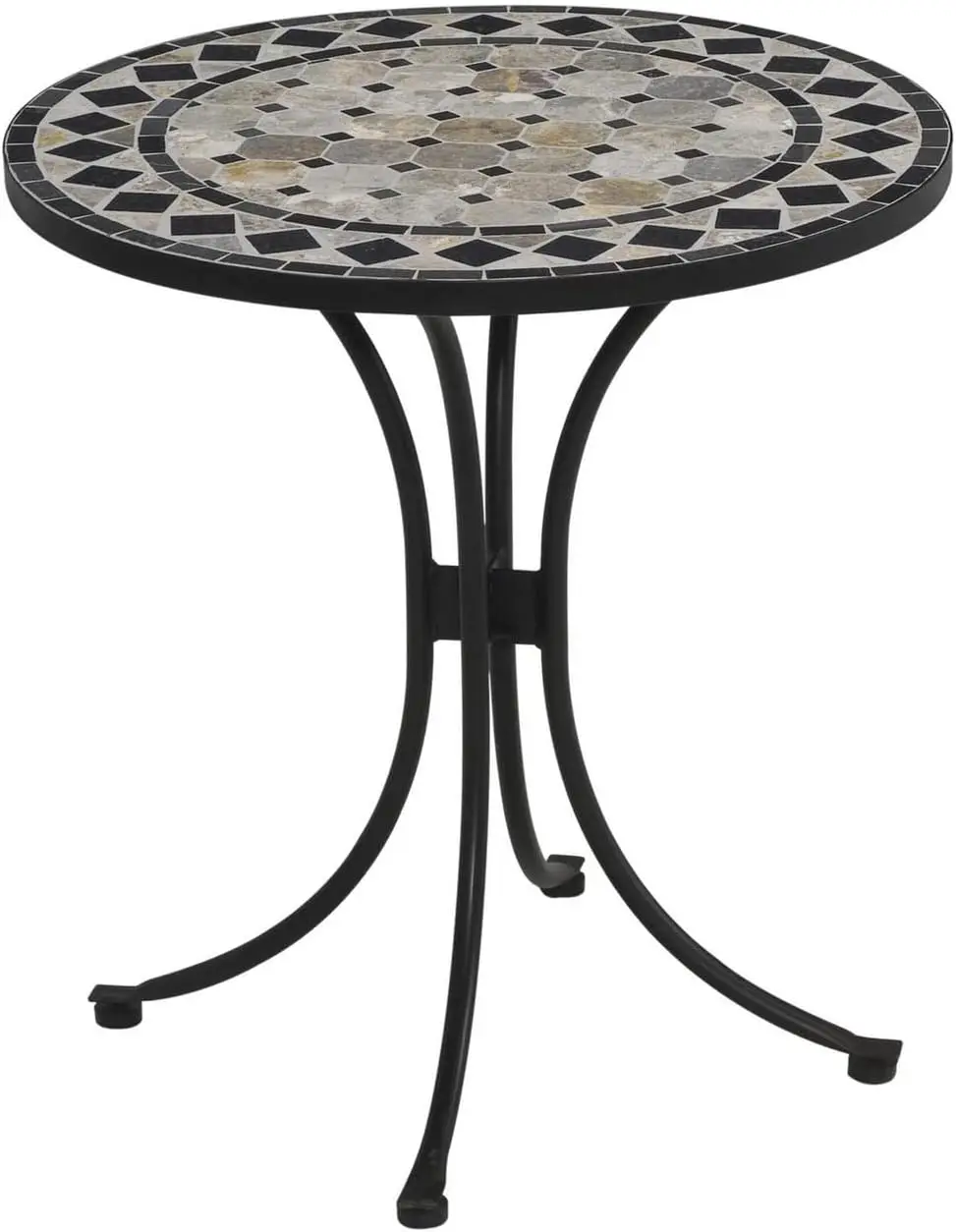 

Styles Small Outdoor Bistro Table with Marble Tiles Design Table Top Constructed From Powder Coated Steel, Black, 27.5Lx27.5Dx30