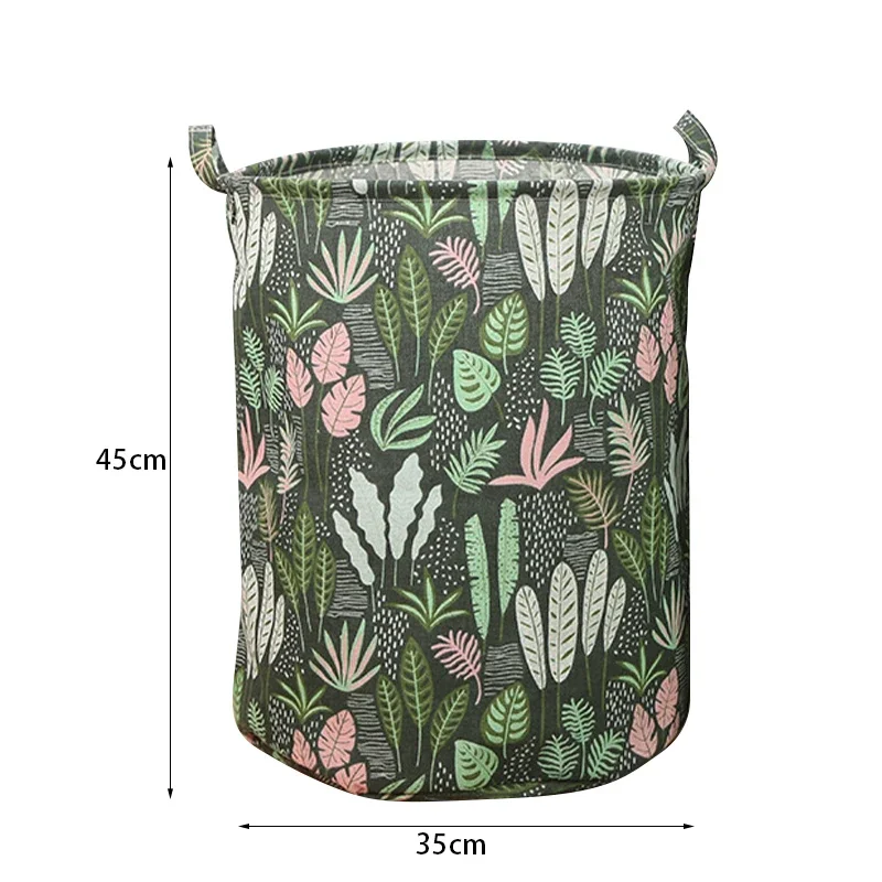 Print Laundry Basket Foldable Home Laundry Storage Bag Portable Cotton Linen Hamper For Kids Toys Dirty Clothes Basket Organizer