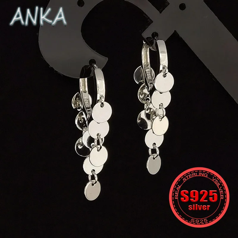 ANKA New S925 silver ear buckle new tide female models earrings temperament tassel sequins earrings trend wear single product