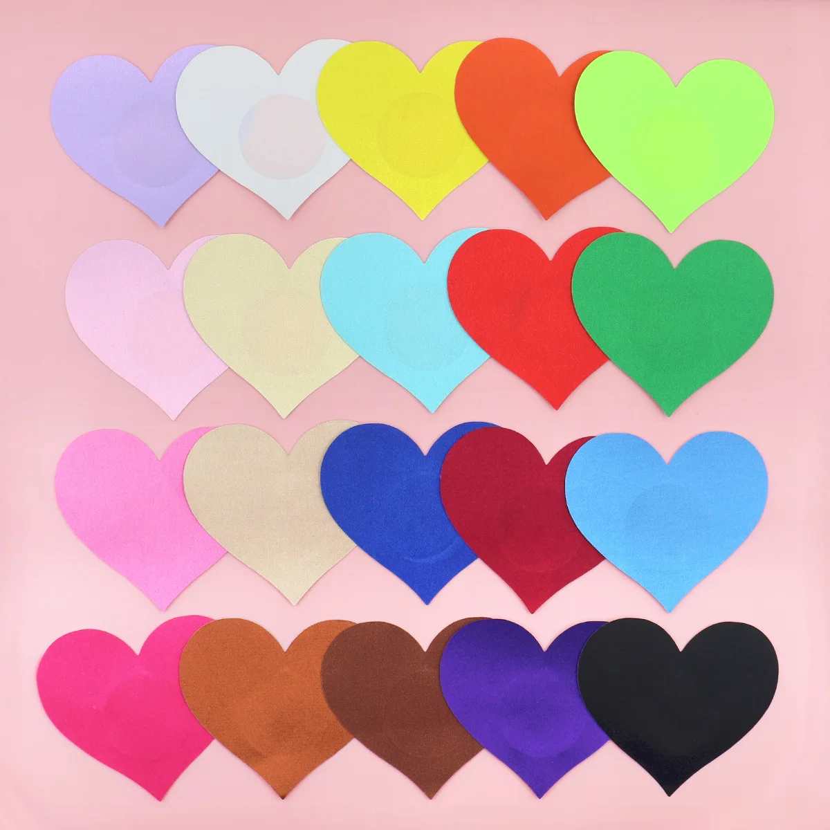 

20 Colors Disposable Satin Heart Nipple Covers for Women Invisible Breathable Pasties Stickers for Lingerie or Dress