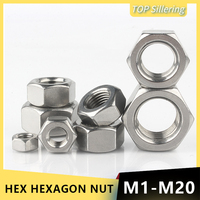 1/2/5/10/25/100pcs 304 Stainless Steel Hex Nuts M1 M1.2 M1.4 M1.6 M2 M2.5 M3 M4 M5 M6 M8 M10 M12 M16 M20 Hexagon Nut DIN934