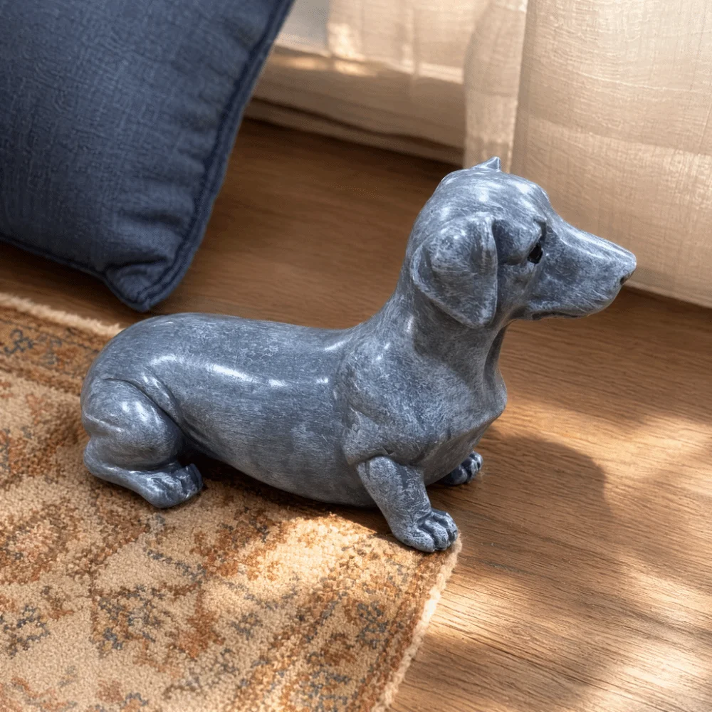 Synthetic Resin Synthetic Resin Dachshund Figurine Grey Dog Dog Shaped Desktop Ornament 6.69x4.72in Indoor Tabletop Resin Decor