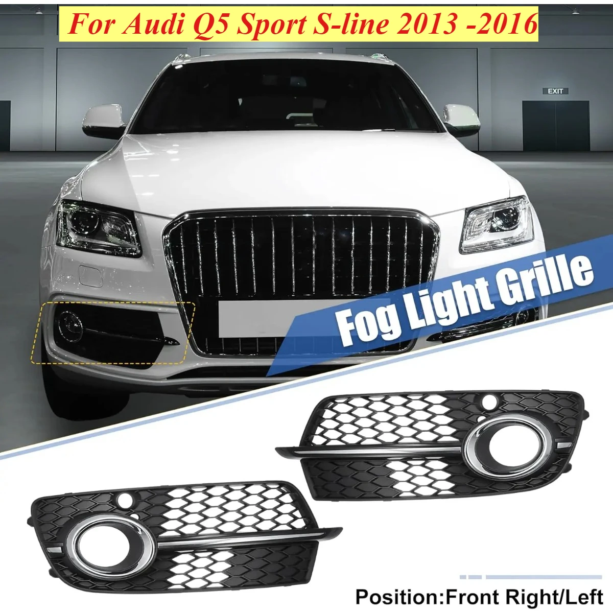 

Пара передних противотуманных фар, решетка, сотовая решетка для Audi Q5 Sport S-line 2013 2014 2015 2016 8R0807681S, 8R0807682N