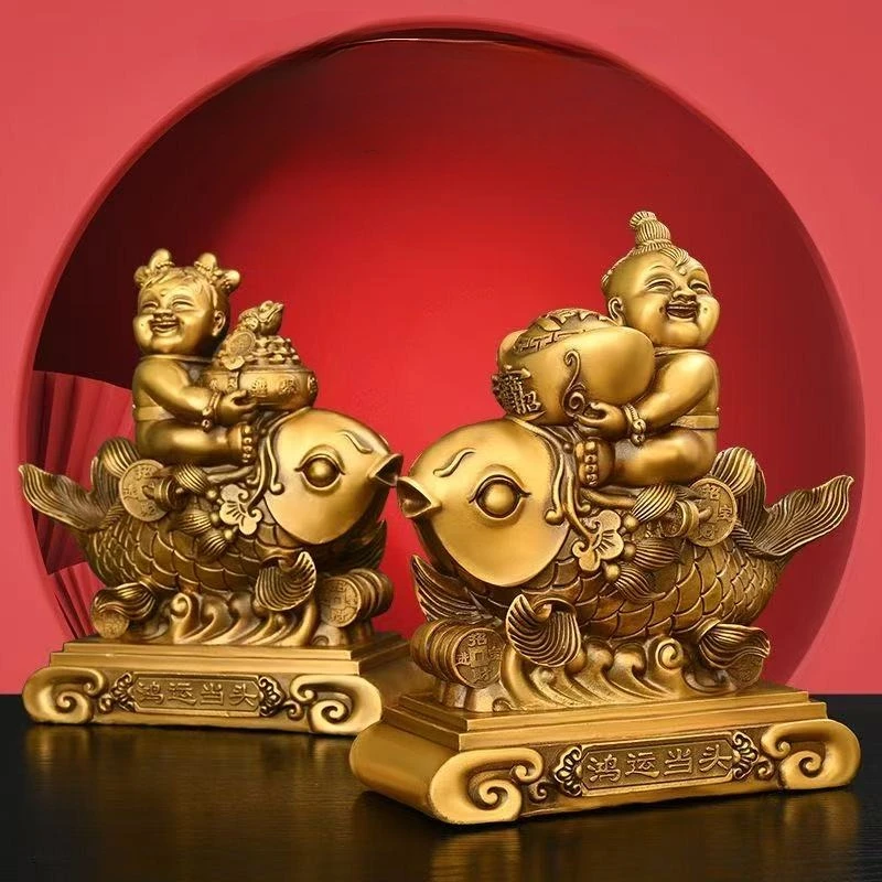 

Feng Shui Copper People Girls Yearly Fortune Good Fortune Boys Home Living Decor