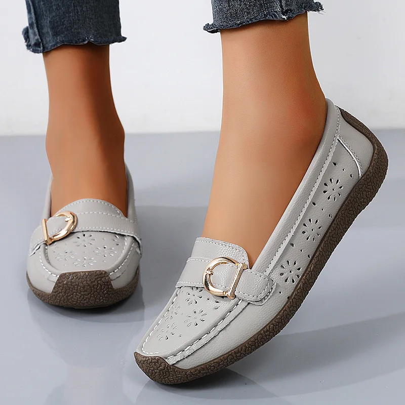New arrival loafers casual women's flats shoes soft bottom soft surface ladieswear shoes plaidcut outplus size bean women