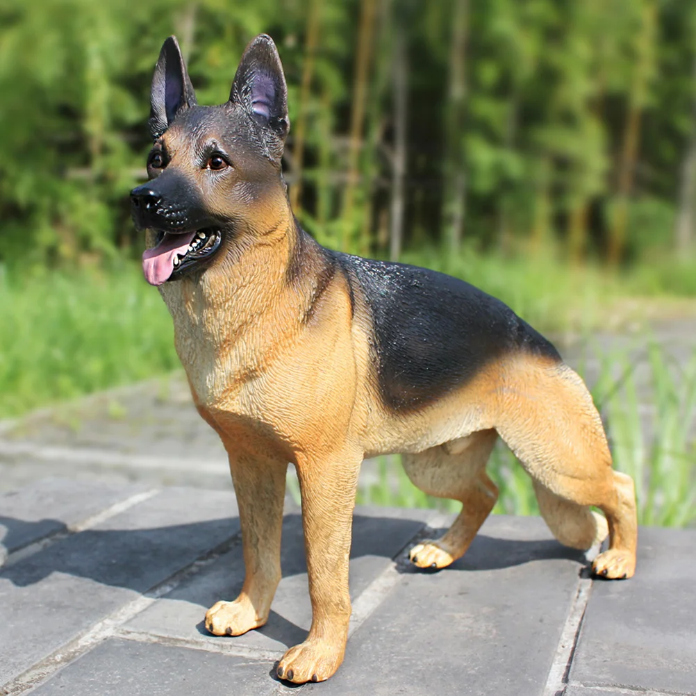 Children's Simulation Animal Model German Shepherd Toy Dog Statue Craft Ornaments Figurine Black Statues