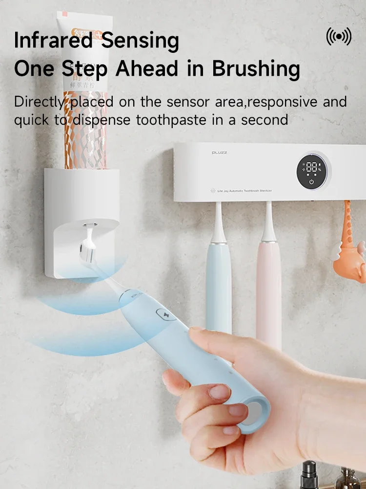 2023 Automatic Toothpaste Dispenser Dust-proof Toothbrush Holder Wall Mount Stand Toothpaste Squeezer Bathroom Accessories Set