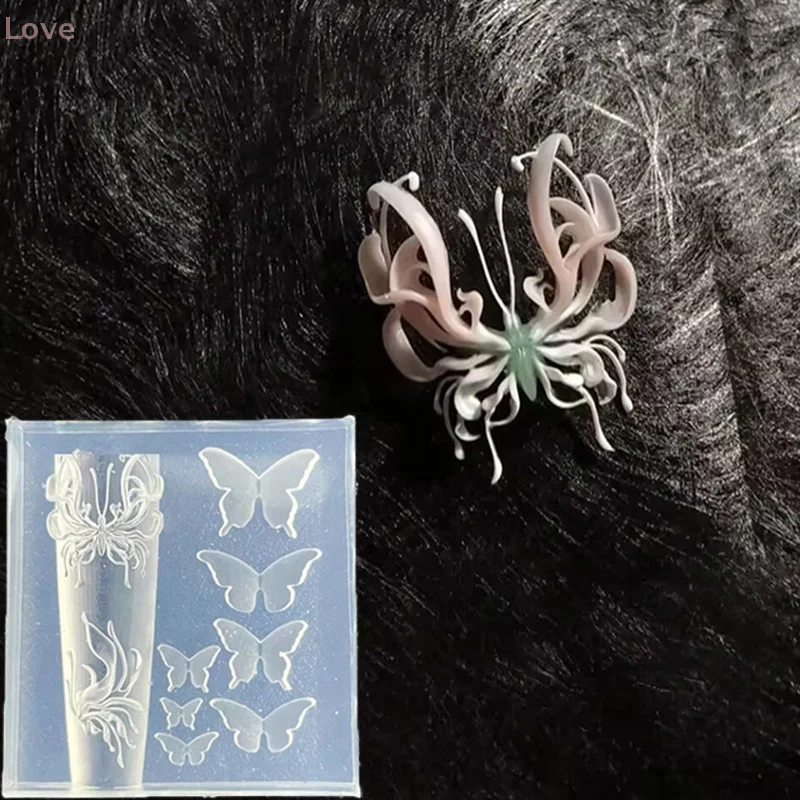 سيليكون مسمار الملحقات نحت قالب فراشة قالب ختم لوحة الإستنسل لتقوم بها بنفسك أدوات مانيكير لتصميم الفن صالون المنزل