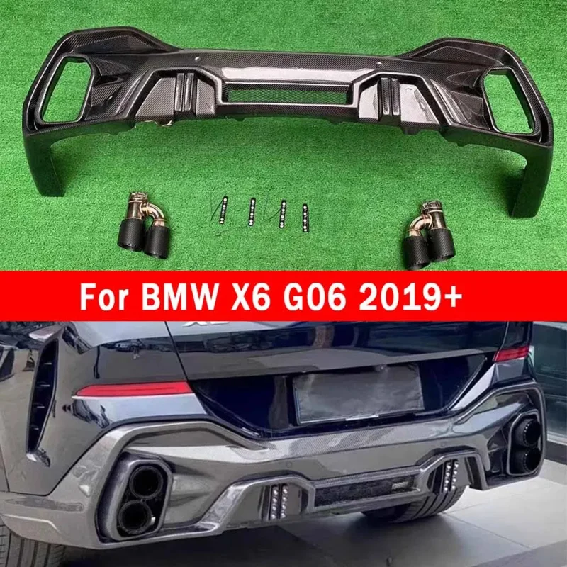 

Автомобильный диффузор для заднего бампера BMW X6 G06 2019 из углеродного волокна, задние разветвители, спойлер, задний шунт, L-образный обновленный корпус