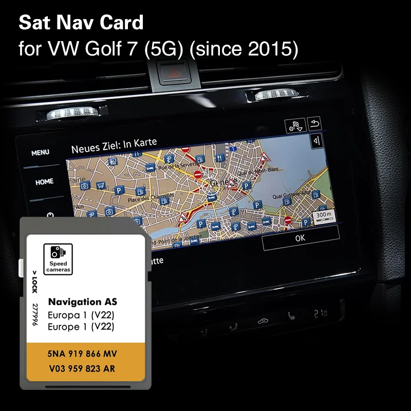 Para VW Golf 7 5GB desde 2015 Navegación 32GB GPS Mapa Tarjeta SD AS V20