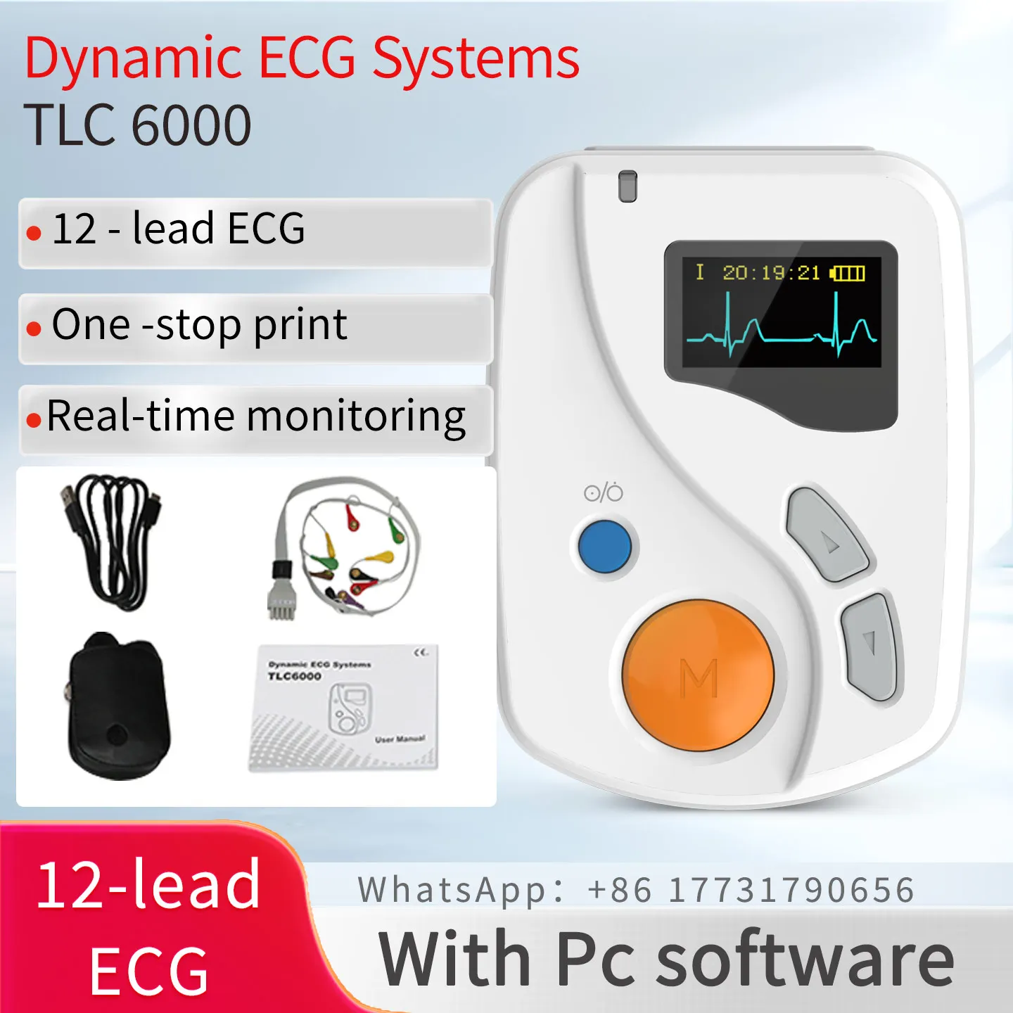 CONTEC Dynamic 12 Leads ECG Holter Systems 48 Hours Recorder,2GB Card,​Analyzer Software(Download Online) TLC6000