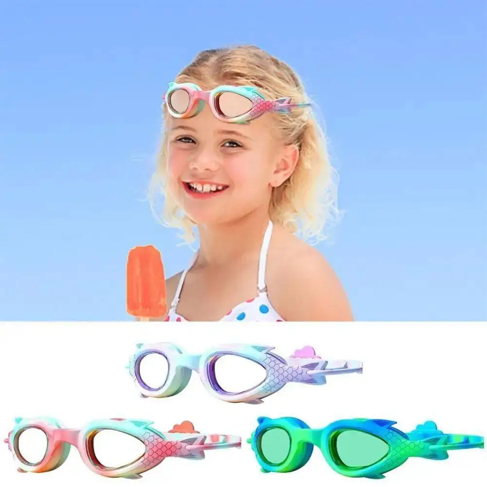 Cute Waterproof And fog-proof children's Swimming Goggles Baby Swimming Glasses Cartoon Band Learn Mirror Adjustabl J0W6