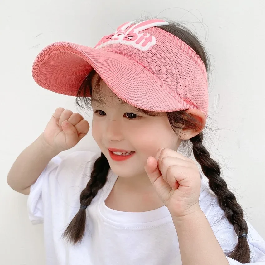 3-12 Year Kids Summer Hat Cute Cartoon Rabbit Wing Visors for Kids Boy Girl 2023 New Thin Hollow Breathable Children Peak Cap