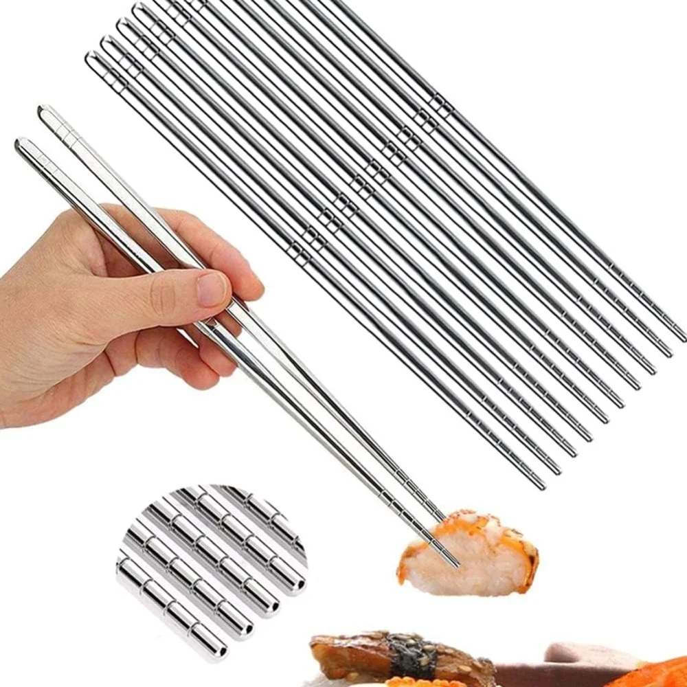 

Stainless Steel Chopsticks Lightweight Non-Slip Reusable Chopstick Dishwasher Safe for Home Kitchen Hotel Restaurant