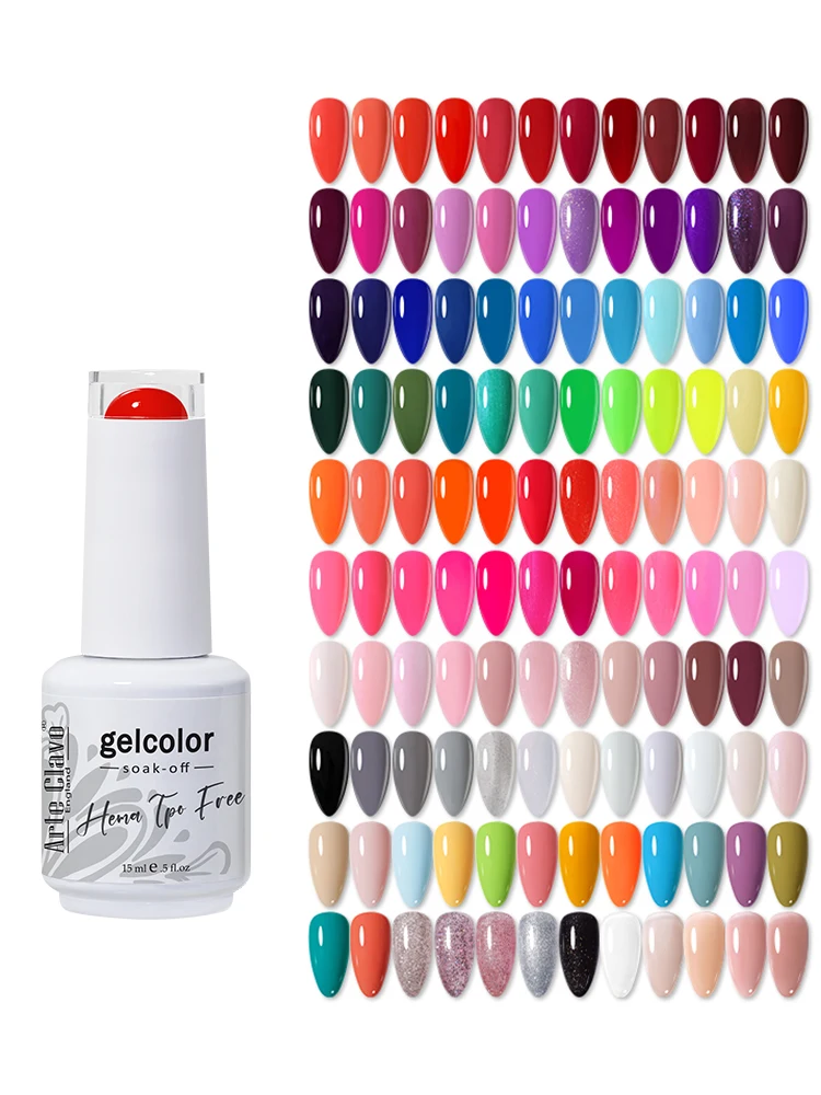 Arte Clavo 15ml mode Gel vernis Ă ongles Hema TPO gratuit rouge couleurs paillettes Semi Permanent tremper UV LED Ultra diamant vernis