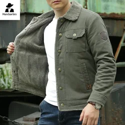 Winter Fleece Denim Jacket Men's Vintage Thickened Warm Pocket Work Parka Casual Outdoor Hunting Hiking Velvet Cold-proof Coat