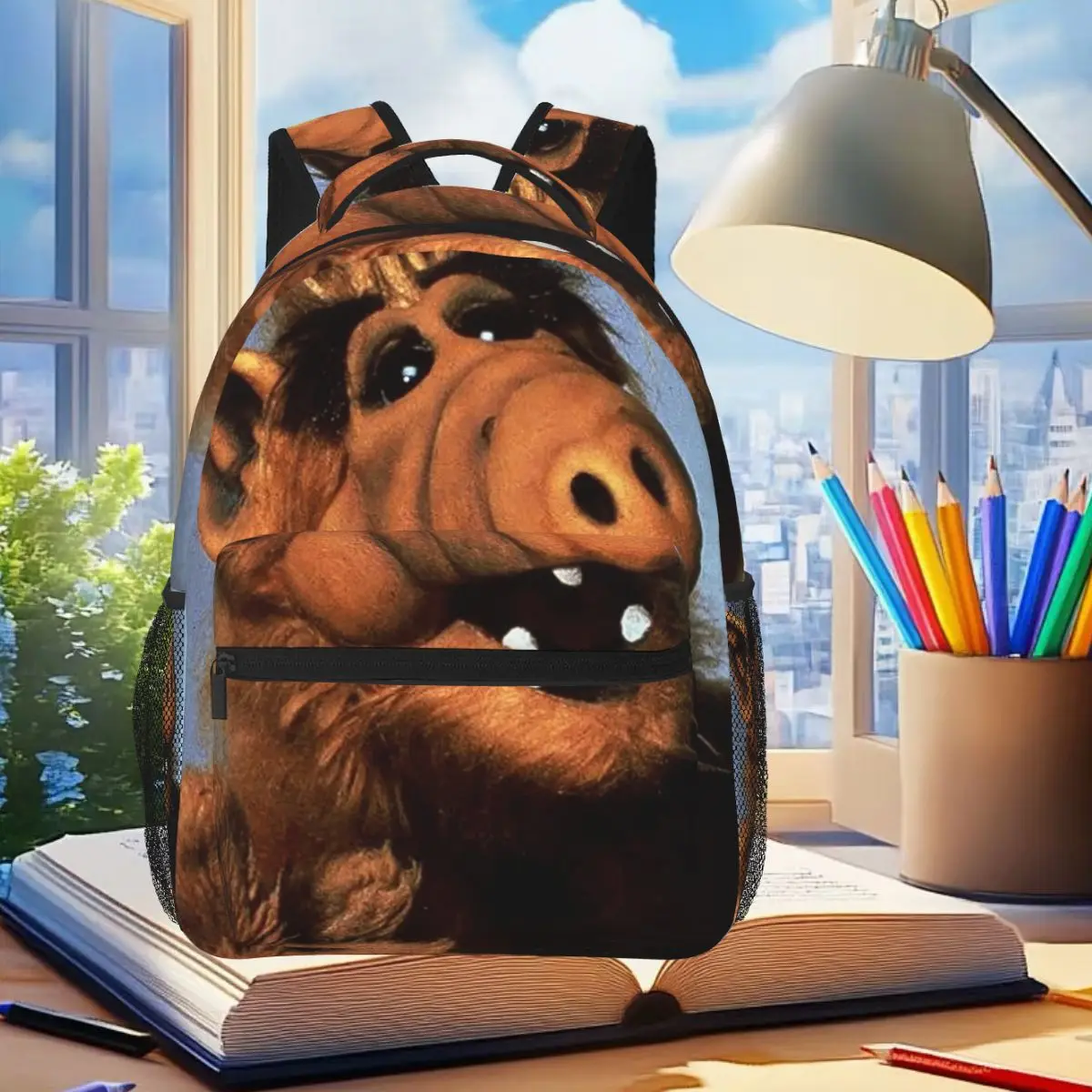 

Alf Thumbs Up Alien Life Backpack Student Boys Girls BookBag Kids School Bag Laptop Shoulder Bags for Men Women