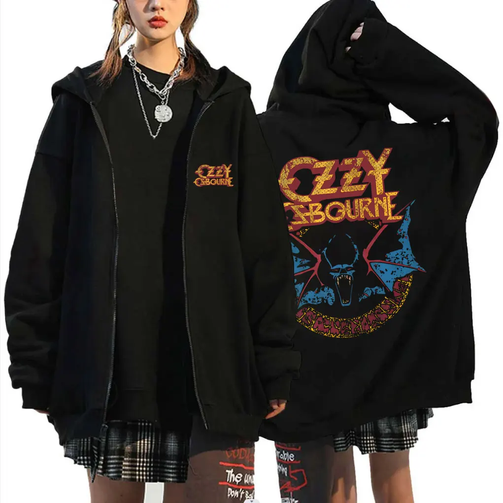 

Heavy Metal Rock Band Black Sabbath Ozzy Osbourne Zipper Hoodie Men's Fashion Casual Oversized Zip Up Jacket Male Vintage Coat