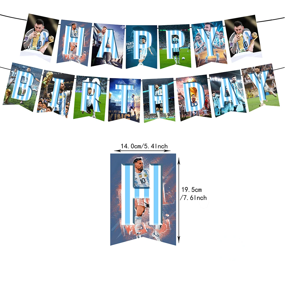 Football Player Argentina-Leo-Messi-Theme Fans Birthday Party Banner Background Cake Topper Number Balloon Decor Props Kids Gift view 3
