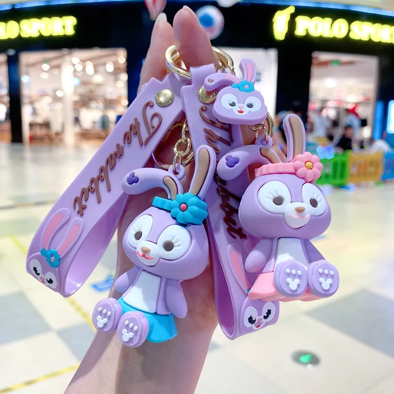 New Disney StellaLou Keychain Kawaii Cartoon Keyring Cute Couple Bag Car Rings Pendant Accessories Toy for Women Girl Kids Gift