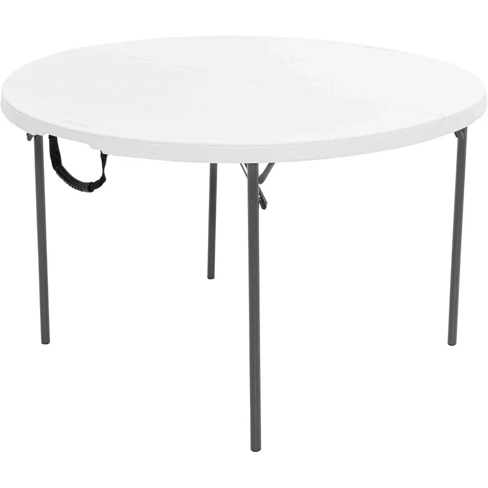 Mesa redonda plegable 280064 ligera, 4 pies, color blanco