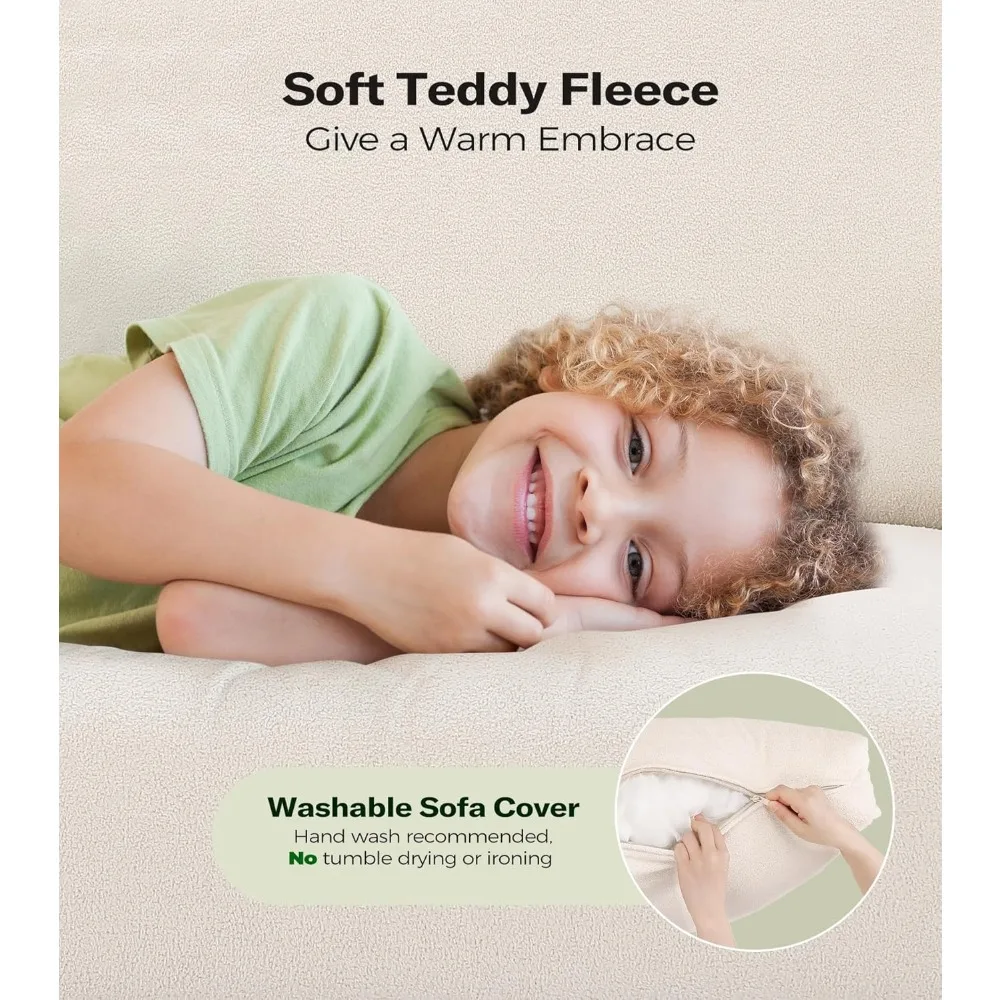 أريكة Loveseat مريحة ومدمجة للمساحات الصغيرة، أريكة خشبية سهلة التجميع لغرفة النوم، مثالية للمعيشة المريحة #4