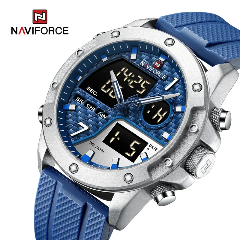 NAVIFORCE NF9221 Luxury Brand Men Sport Watch Fashion Quartz Digital Analog Clock Waterproof Date and Week Wristwatch