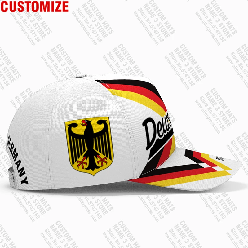 Germany Male Youth Free Custom Name Number Deu Nation Flag Hat Country German Bundesrepublik College Print Photo Baseball Cap