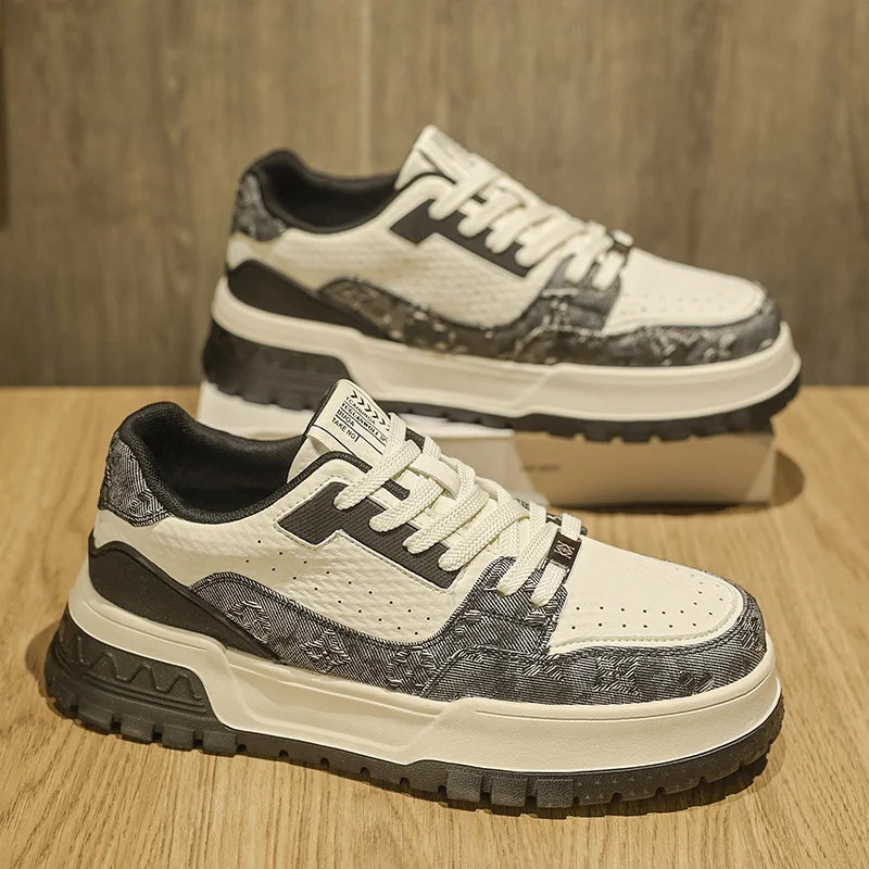 

Vintage Washed Blue High-Street American Denim Casual Vulcanized Sneakers - Summer Breathable Canvas Low-Tops with Chunky Soles