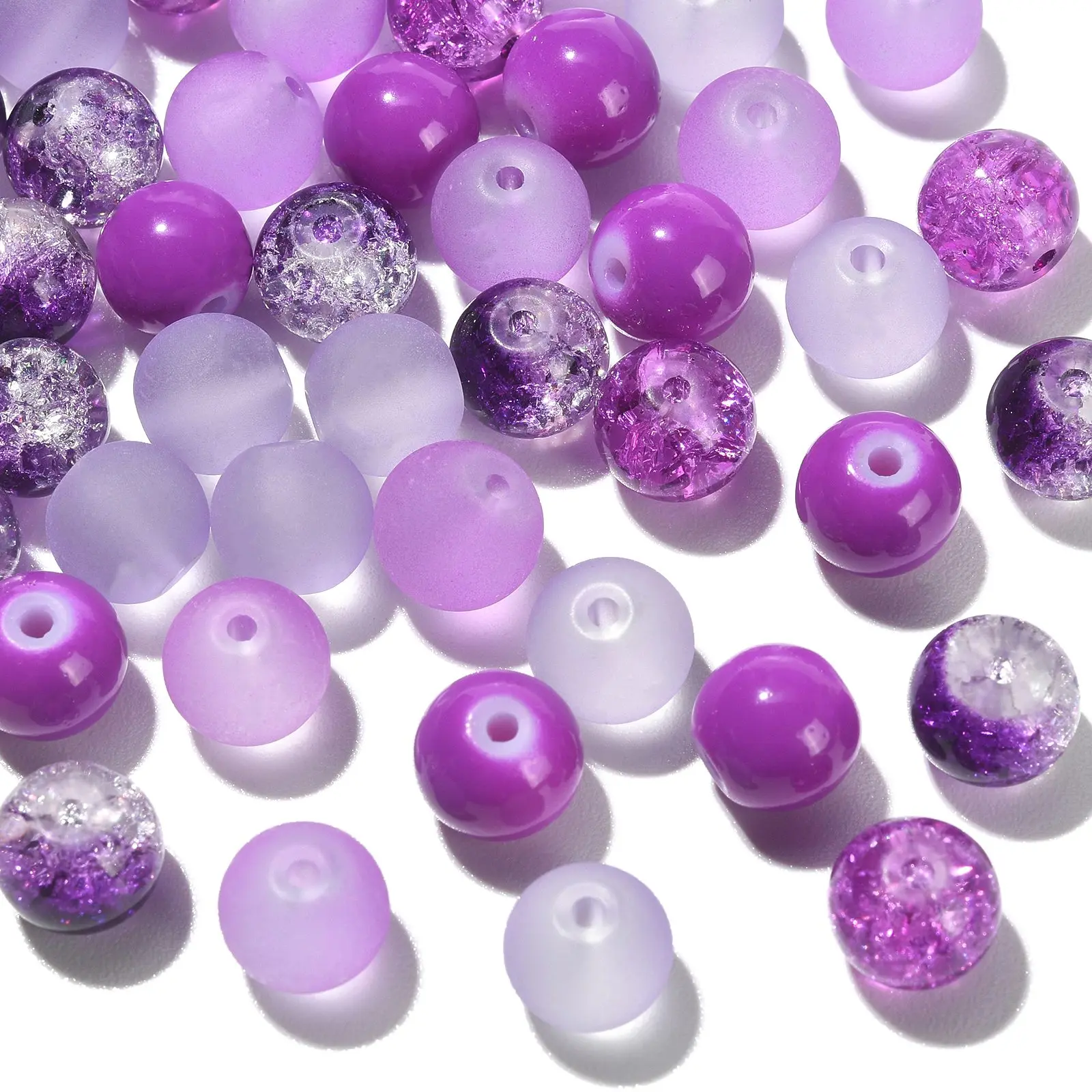 

Pandahall 100Pcs 8mm Mixed Purple Series Glass Round Beads Round Ball Spacer Loose Beads Glass Beads for Beading Jewelry Making