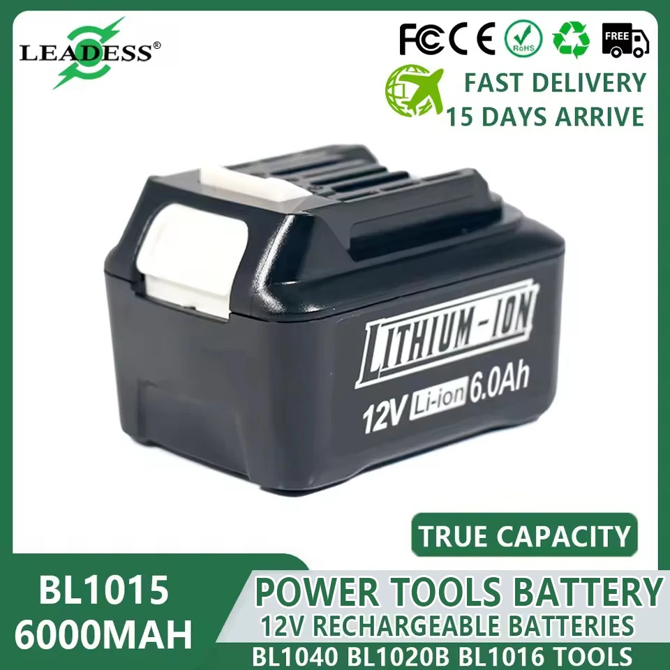 BL1015 12V Battery for Makita 6Ah Max Rechargeable Battery 10.8V Power Tools Replacement BL1040 BL1040B BL1020B BL1020 BL1016