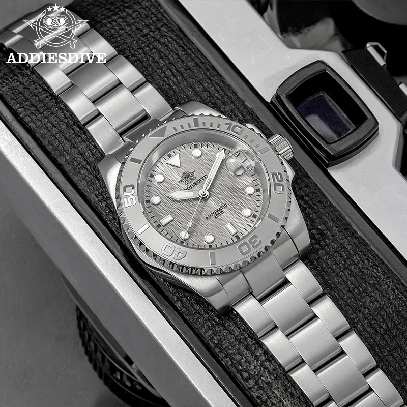 Addiesdive 41 مللي متر الساعات الميكانيكية الياقوت الزجاج NH35 الفولاذ المقاوم للصدأ BGW9 مضيئة 20Bar غواص ساعة ثلاثية الأبعاد الملمس ساعة رجالي