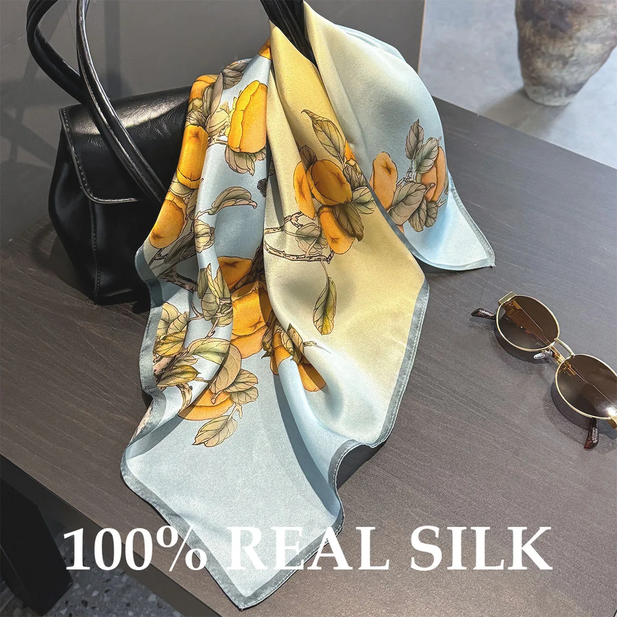 100% Reiner Seidenschal Sommer UV-Schutz Schals Damen Luxus Wickeltuch Pashmina Hijab Bandana Haarband Foulard Bandana Halstuch