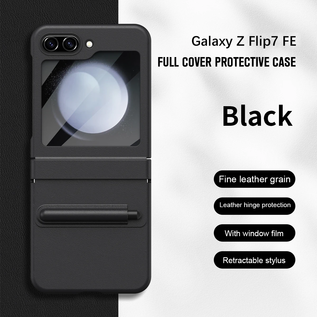 

Luxury PU Leather Hinge Screen Protector Film Phone Case For Samsung Galaxy Z Flip 6 5 4 3 5 Z Flip 7FE Shockproof Protect Cover
