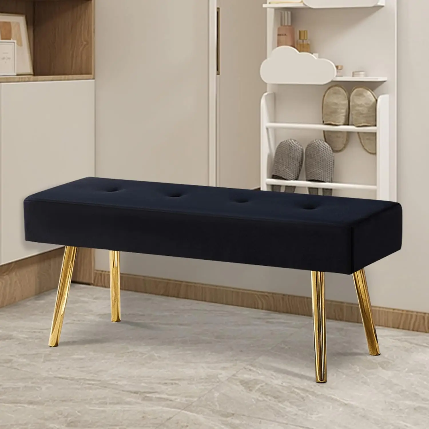 Entryway Bench, 40'' Upholstered Bedroom Benches, End of Bed Bench with Metal Legs, for Decorative, Living Room,, Customized