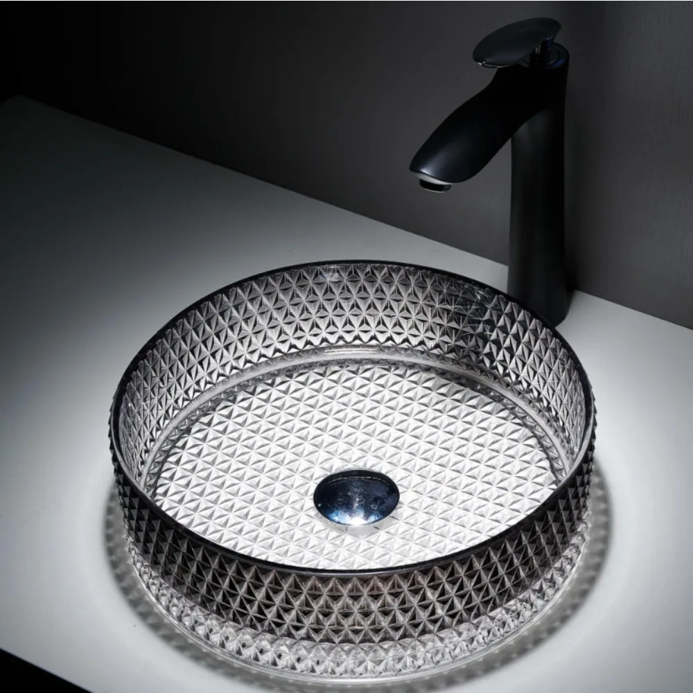 

Crystal glass countertop basin, glass washbasin, bathroom washbasin, washbasin, hotel countertop basin