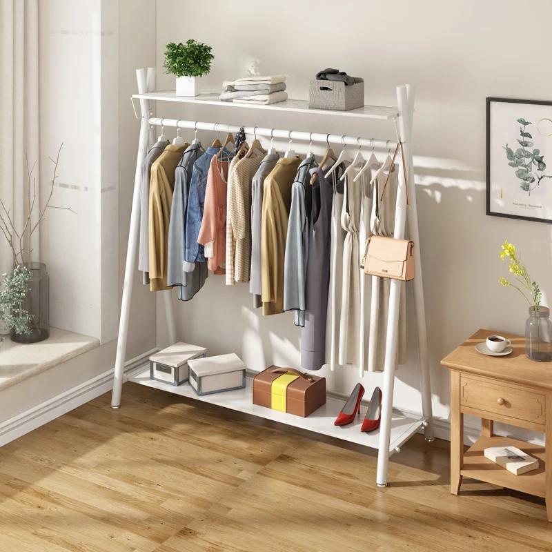 Indoor floor hanger, coat rack, bedroom multi-functional storage rack, household single rod drying rack