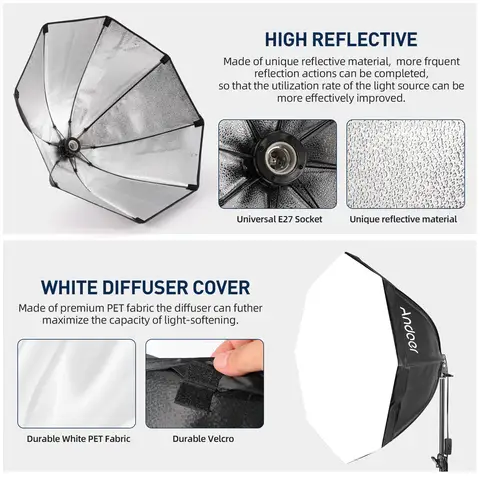 Andoer Studio Photography Light kit Softbox Lighting Set with 85W 2800K-5700K LED Light * 2 +  Softbox * 2 + 2M Light Sta