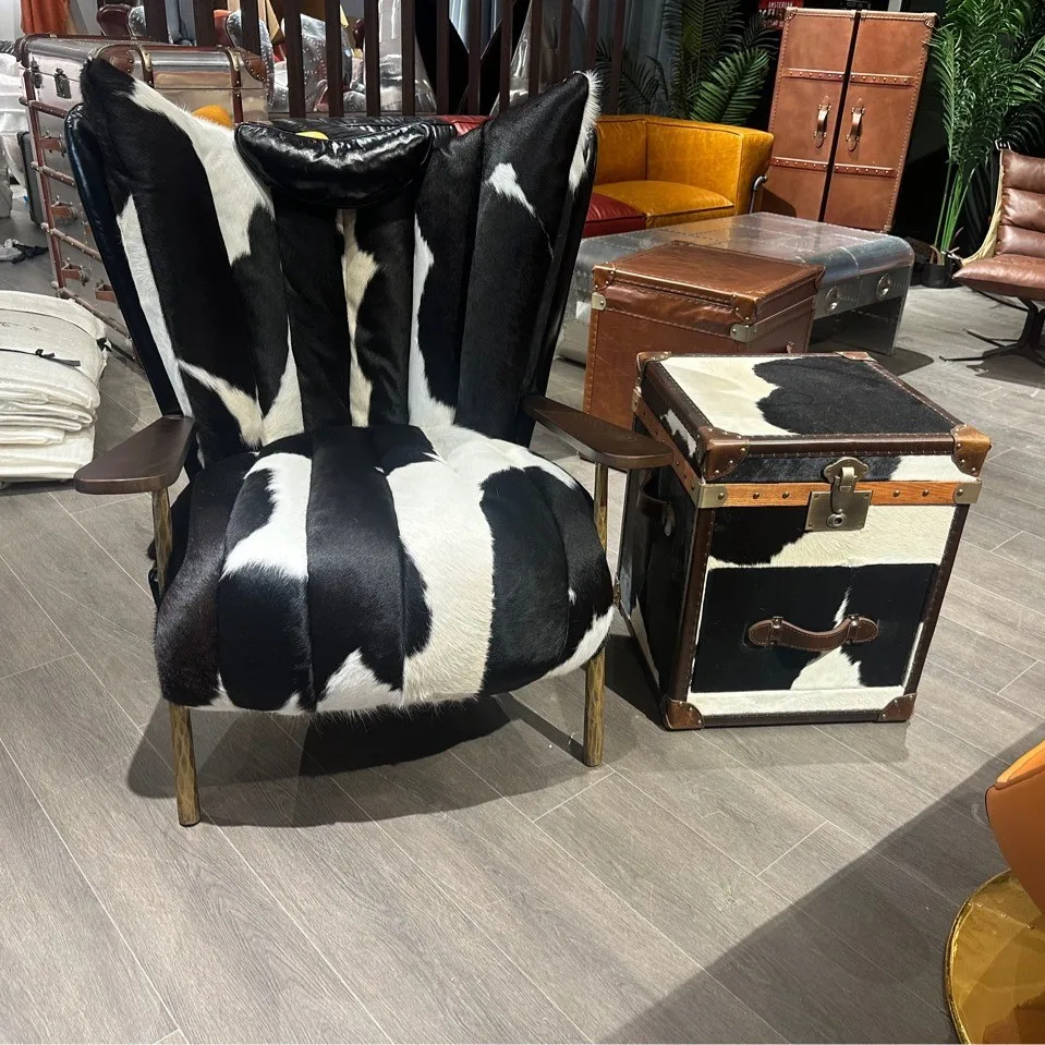 Cow fur sofa chair living room model room chair 3