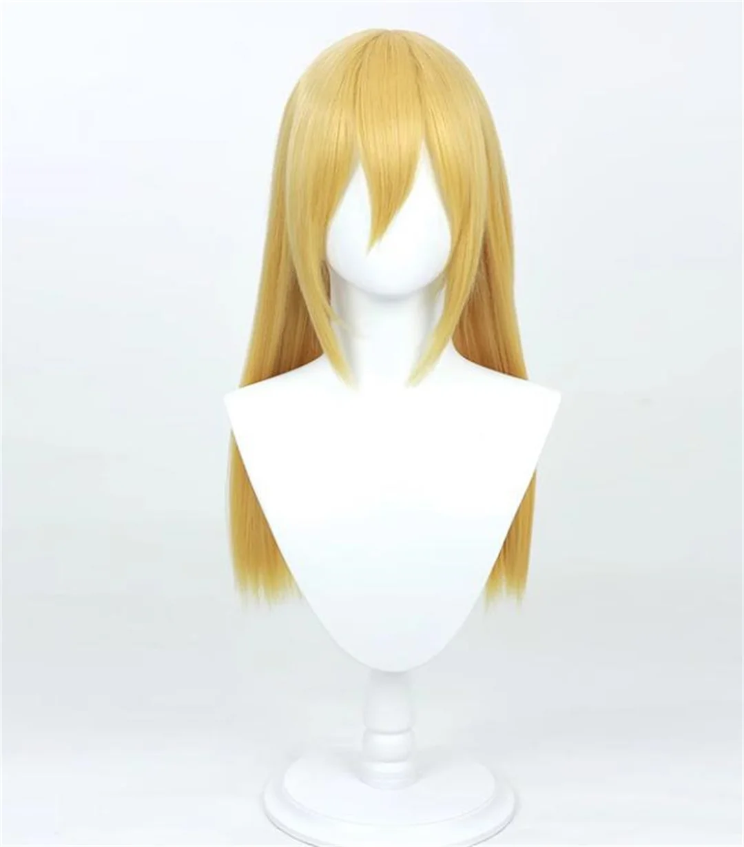 Halloween Anime Party Golden 60cm Straight Wig Heat Resistant Synthetic Fiber Wig
