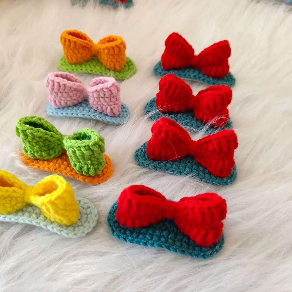 Korean Style Mini Doll Head Clips Hand Knitting Bowknot Doll Hairpin Tiny Cotton Doll Headwear Children Birthday Gifts