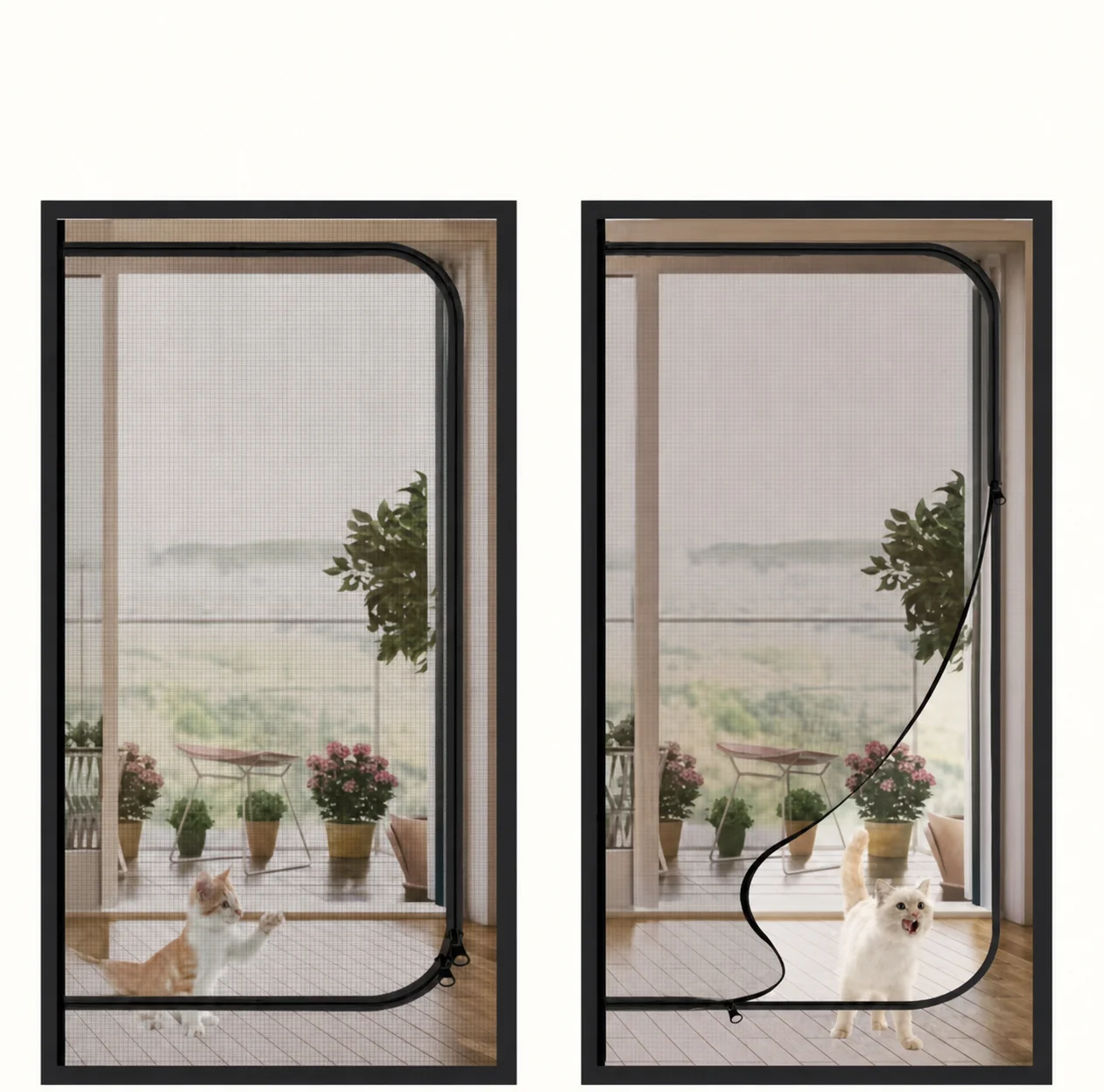 Left D1 Piece Easy to Install Self-Adhesive Screen Door with Zipper - Suitable for Multifunctional Mosquito Net Curtains in Livi