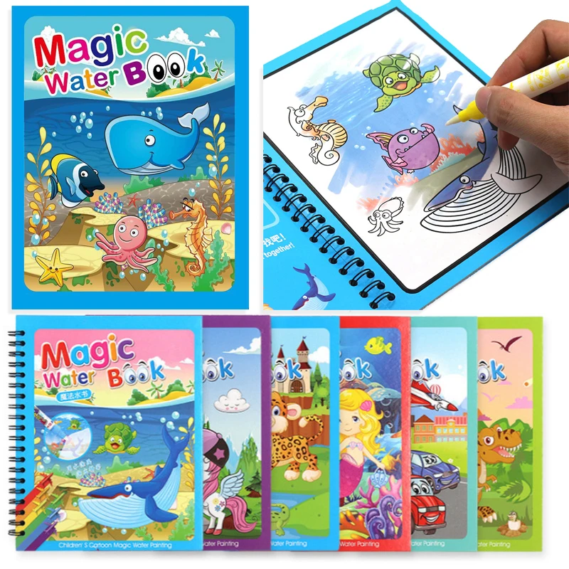 

Children's Magic Water Painting Book Repeatedly Graffiti Water Brush Painting Book Baby Puzzle Washable Painting Book Girl Toys