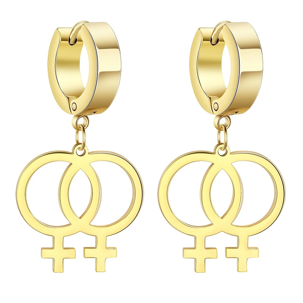 Amaxer Stainless Steel Female Symbol Earrings For Women Girl Venus Sign Pendants Charm Drop Earrings Jewelry Friend Gifts